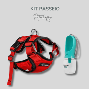 Kit passeio - Peitoral + Garrafa Portátil - Pet happy